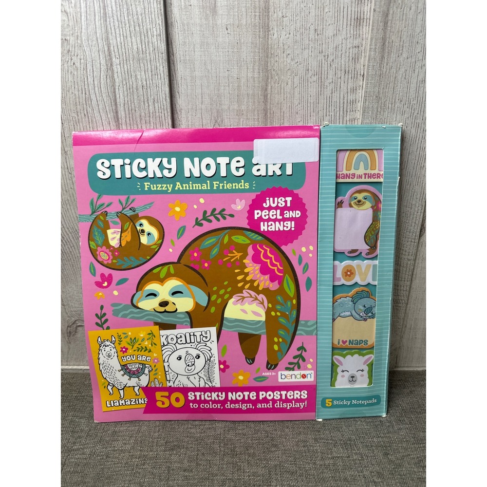 Bendon Sticky Note Art Fuzzy Animal Friends 50 Posters 5 Notepads Activity Set